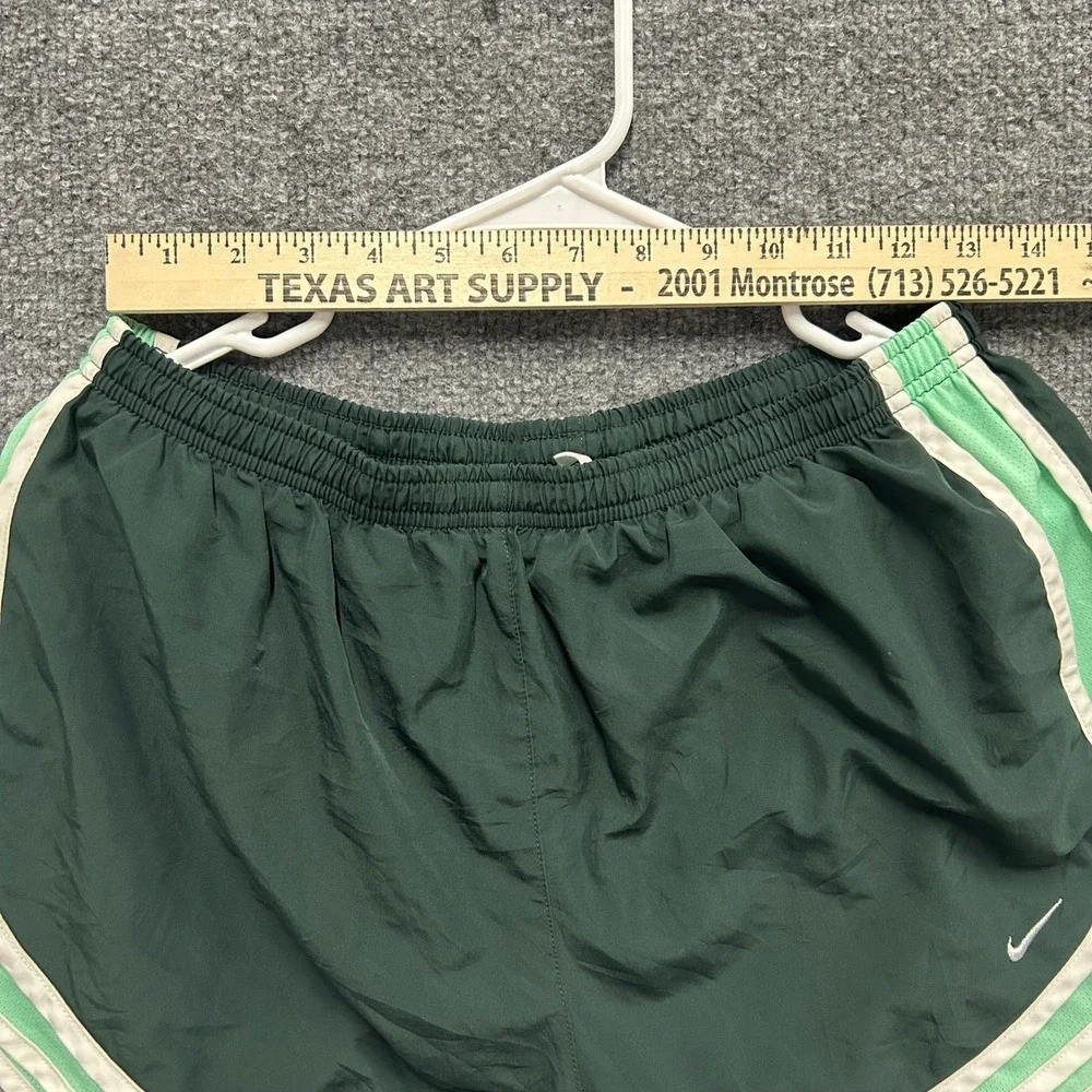 Nike Athletic Shorts Womens Size L Dark Green Dri-Fit Running Mesh Trim Workout